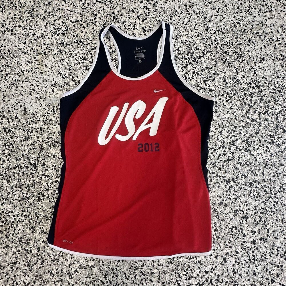Nike Team USA Olympics Racerback Tank Top Womens Medium Red Dri-Fit Track Field